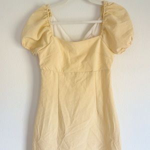 yellow gingham puff sleeve square neck alterd state mini dress